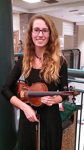 Elizabeth Mae after a Mountain Vista High School Orchestra Concert